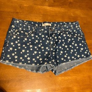 No Boundaries Raw Hem Star pattern low rise shorts